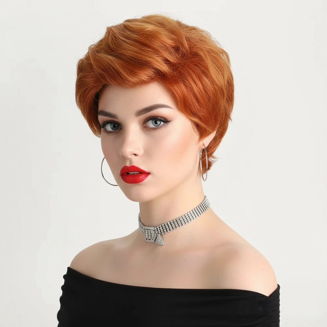 

Short Curly Mixed Orange Synthetic Wig For African American Women Party Evening Daily Daily Wear