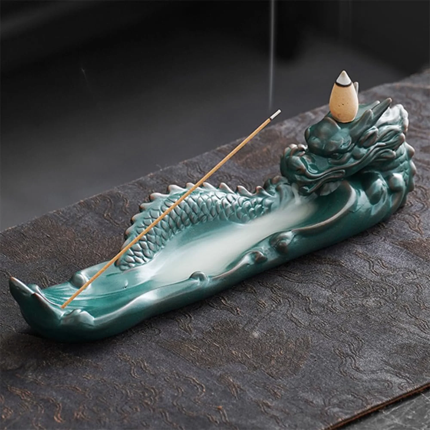 Ceramic  Holder Dragon  Burner for Sticks with  Backflow  Burner Perfect for Aromatherapy Meditation Yoga Spa Room Decor No Mess