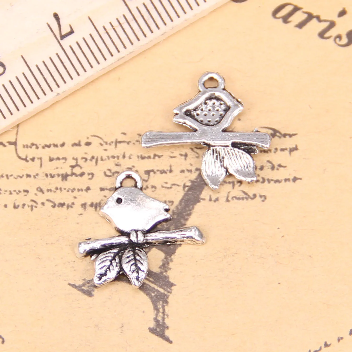 145pcs Jewelry Charms bird standing branch 17x16mm Antique Silver Plated Pendants Making DIY Handmade Tibetan Silver Jewelry