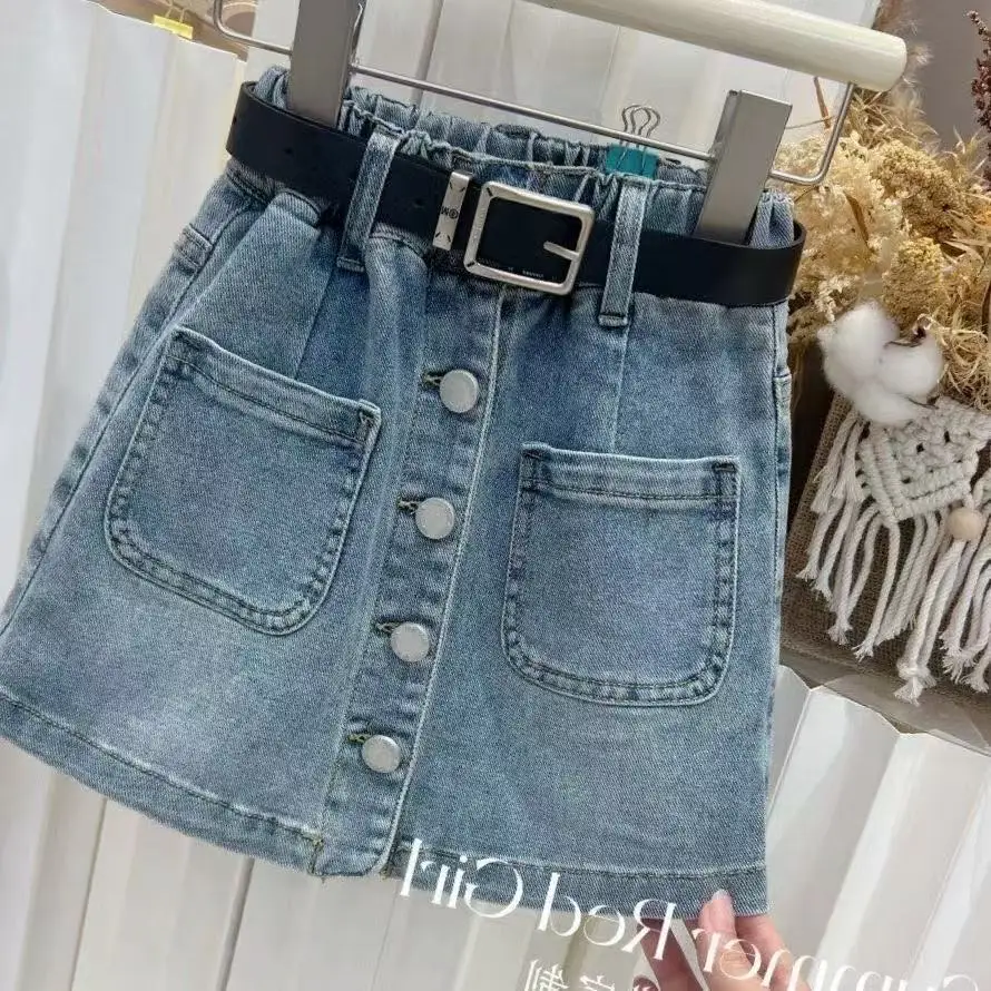 

3-12 Year Girls' Summer Short Skirt 2026 New Stylish and Versatile Korean Version Children's Denim Shorts Skirt 100-160cm