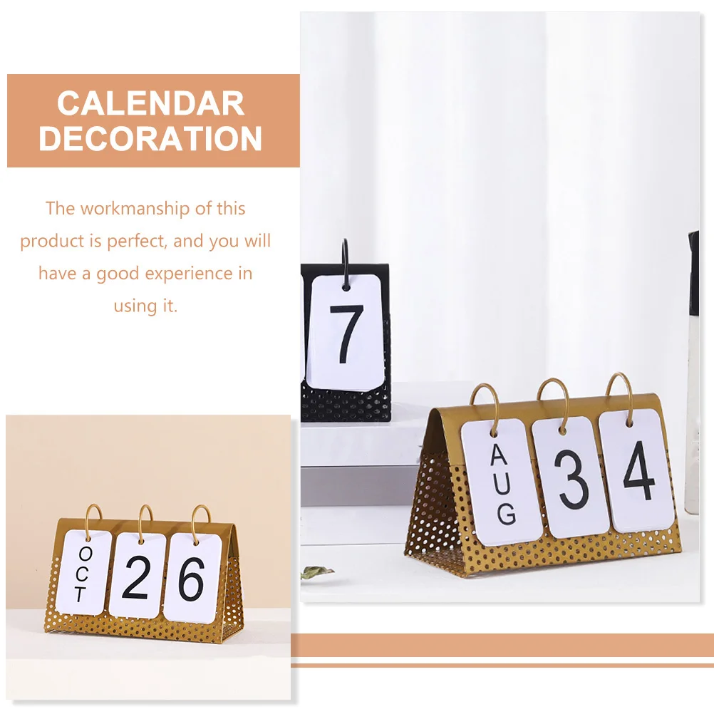 

Perpetual Calendar Ornaments Desk Decorations Desktop Home for Iron Rustic Office Baby Crafts