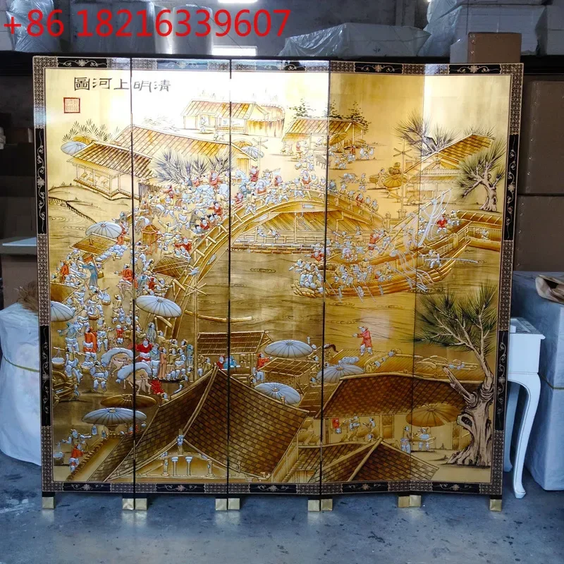 

Экран ручной работы позолоченный период Мин-Цин мебель живой фон стены