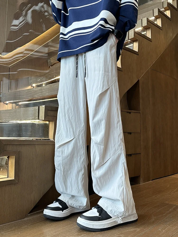 

Ice Silk Straight Leg Wide Leg Pants Men's Summer Thin Qui Dry Loose Fit Trousers Design Sensation Youthful Energy Sle