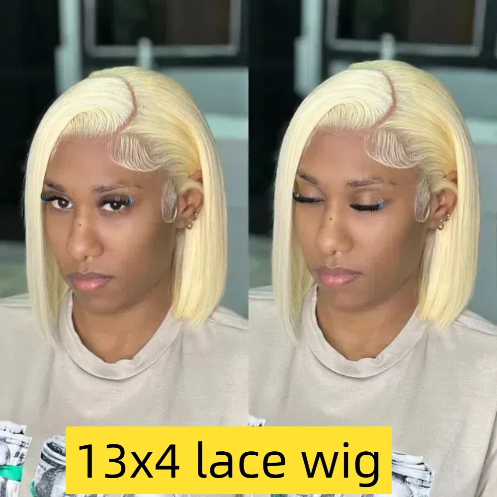 12 بوصة 613 شقراء بوب شعر مستعار 13x4 الدانتيل الشفاف الجبهة قصيرة مستقيم بوب خصلات الشعر المستعار الإنسان 200% الكثافة الشعر البشري