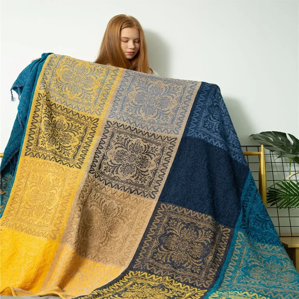 Nordic Retro Bohemian Blanket Plaid Non-slip Sofa Cover Home Decor Throw Blanket Luxury Bedspread Soft Carpet Picnic Mat