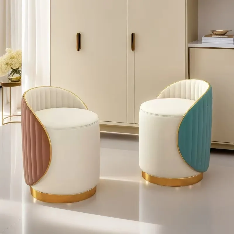 

Легкий роскошный вращающийся стул для макияжа для дома, спальни, туалетного столика, современный стул из синтетической кожи для маникюра и косметического салона