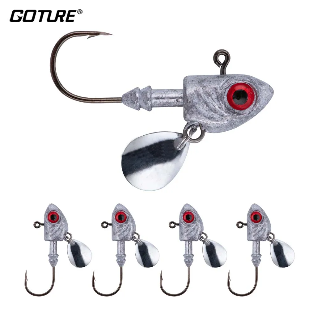 

Goture 5pcs/lot Jig Head 3.5g 7g 10g 15g 20g Fishing Lures Sinking Rotating Metal Spoons Fishing Hooks For Carp Bass Fishing