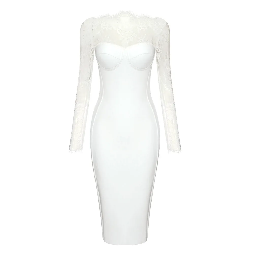 

Women Elegant Bandage Dress 2023 New Sexy Lace Backless Clothes Club Party Evening Dresses