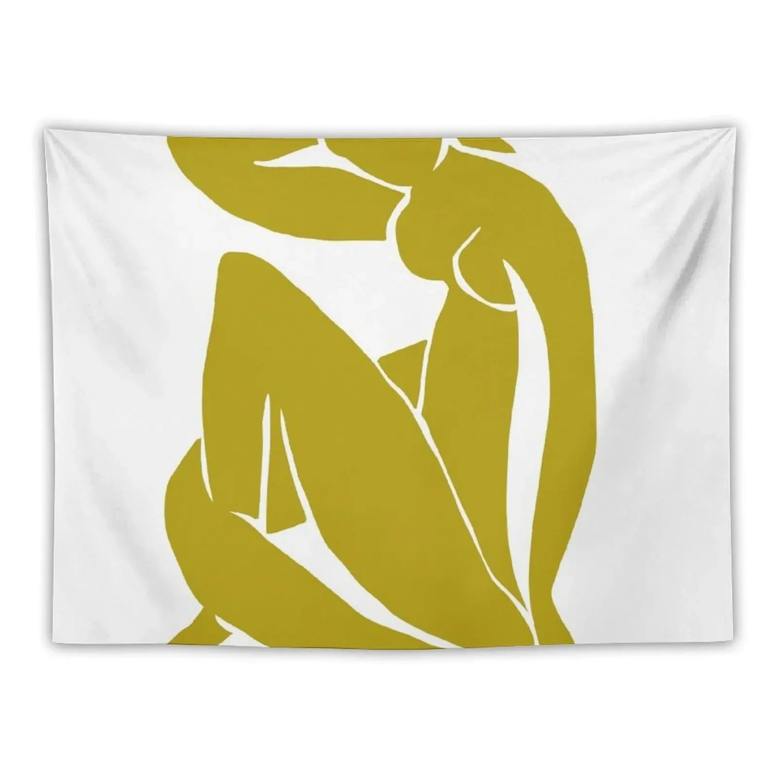 Matisse Cut Out Figure #2 Mustard Yellow Tapestry Room Aesthetic Decor Wall Hanging Decor Wall Decoration Items Tapestry