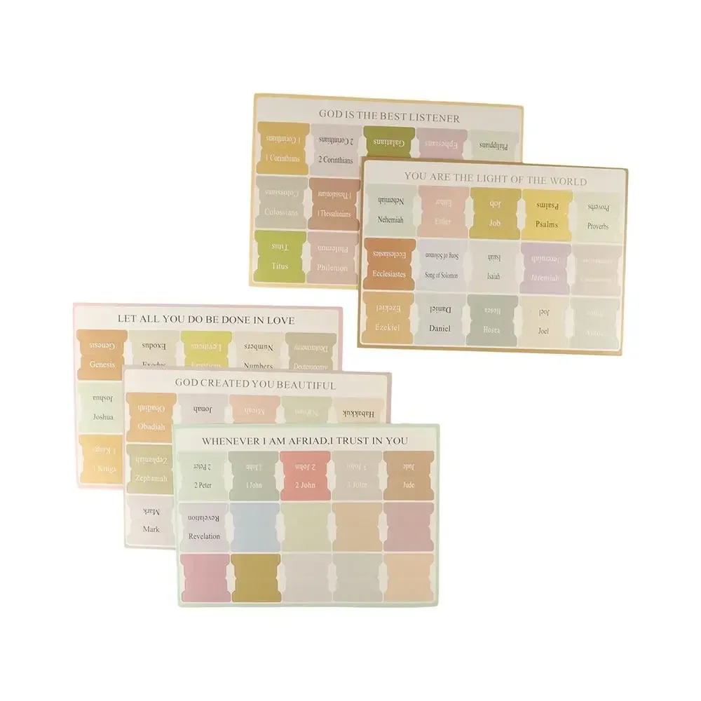 Personalized 5 Sheet Bible Index Writable Removable Bible Sticker Self-adhesive Paper Tabs Bible Label Study Supplies