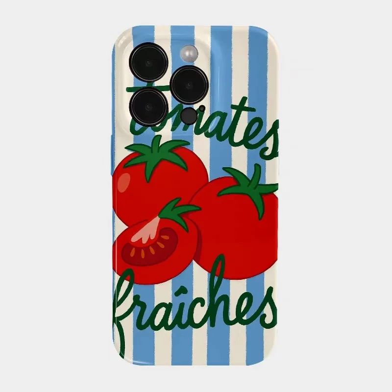 

Blue Checkered Red and Fiery Tomatoes Phone Case for IPHONE 17Air 16E 15PROMAX 14 Plus 13 12 MINI 11 16Plus Acrylic Phone Cover