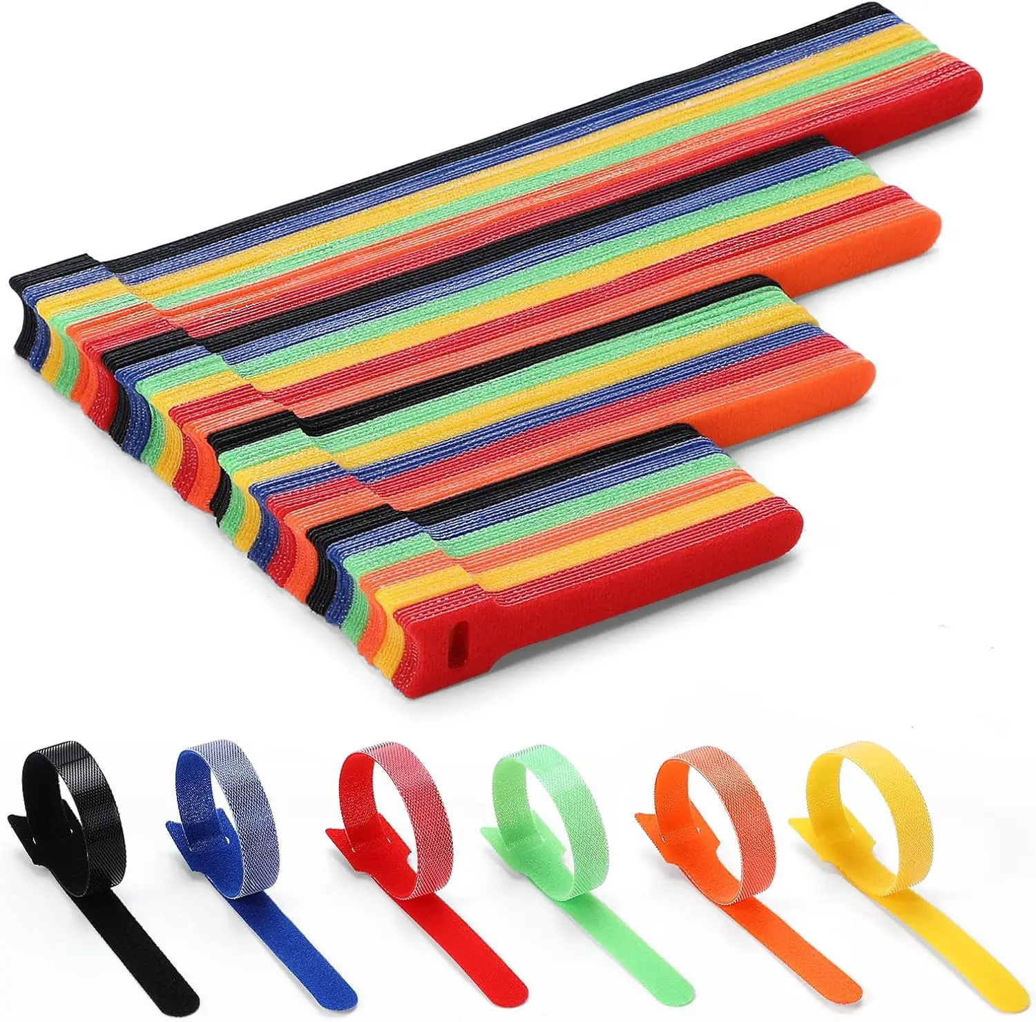 150PCS Cable Ties,10/15/20/25CM Multi-Colour Straps for Cable Management, Adjustable Fastening Cord Wraps, Multi-Purpose Reusab