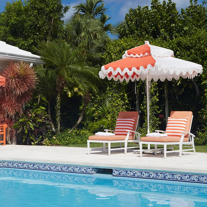2.7m Large Custom Aluminum Pole Hotel Furniture Two-Tier Scalloped Swimming Pool Sun Outdoor Garden Beach Umbrella