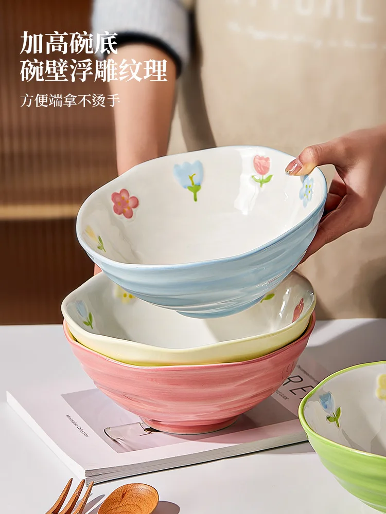 Japanese Style Hand-Painted 7-inch Ceramic Household Ramen Bowl Restaurant Noodle Bowl Large Instant Noodle Bowl