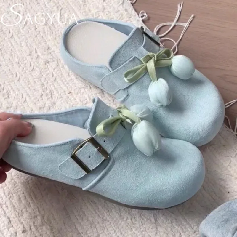 

Summer New Women Mules Shoes Flats Slippers Flower Casual Sandals 2025 Fashion Slingabck Sneakers Trend Woman Walking Zapatos