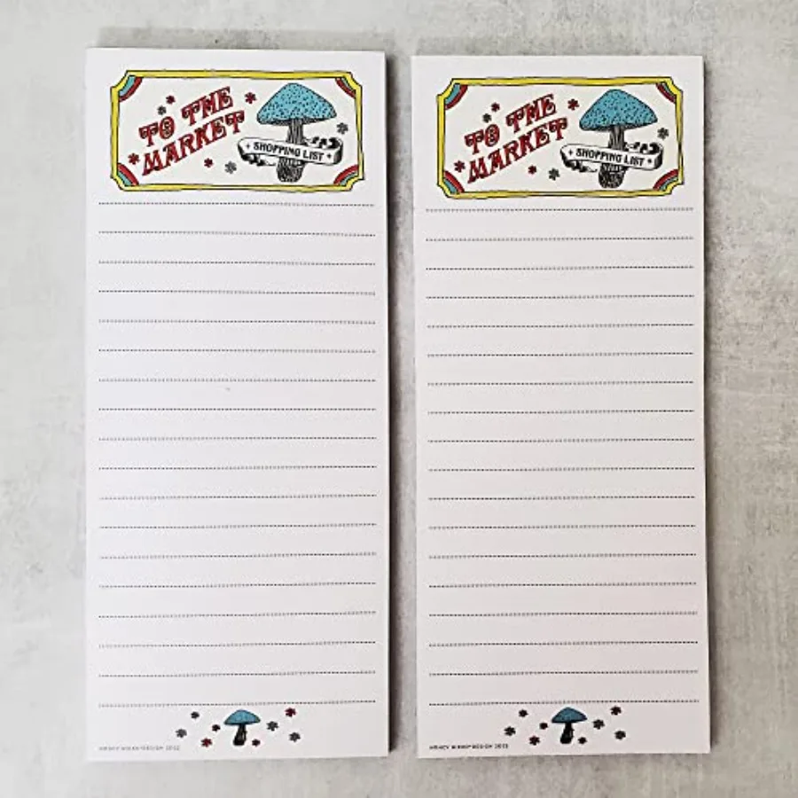 

70s Vibe - To The Market Grocery List Notepads - with Magnet for Refrigerator - 2 per Package