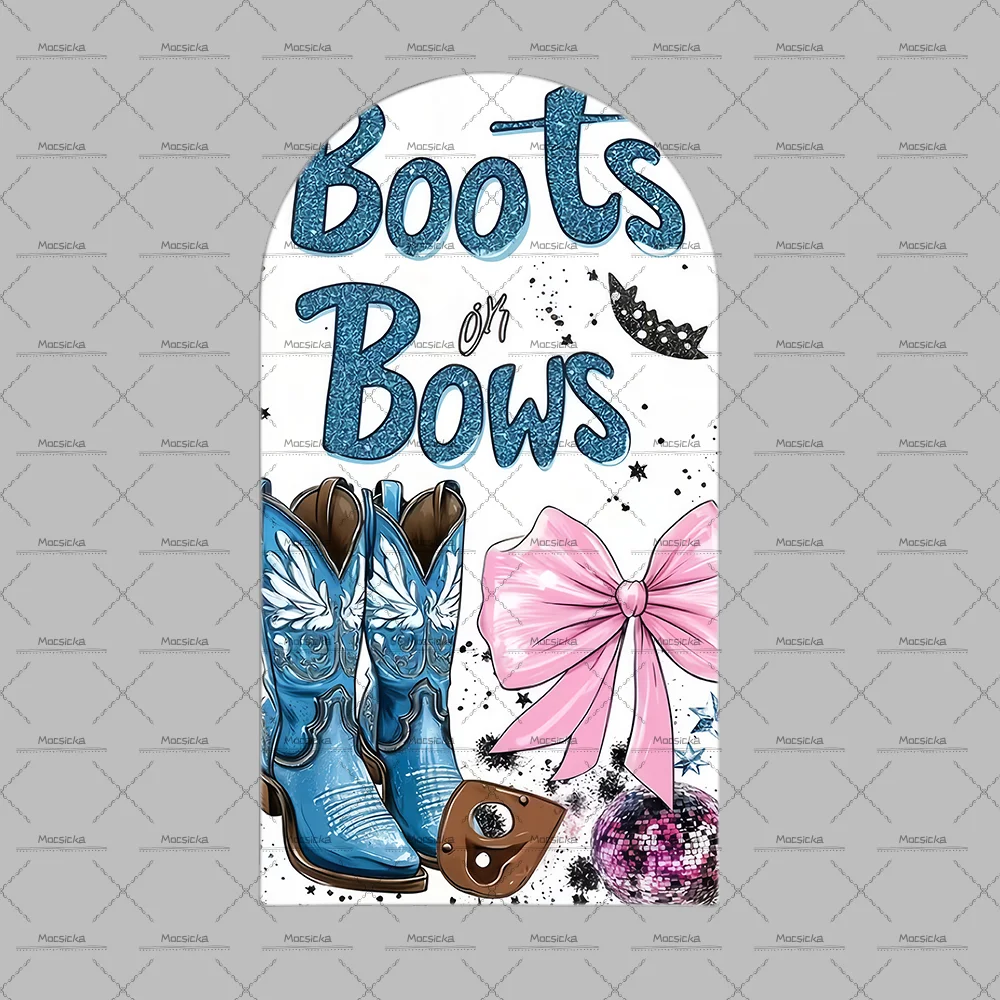 Western Cowboy Boots Pink Bow Theme Customizable Arched Background Children Adult Birthday Party Decoration Baby Gift