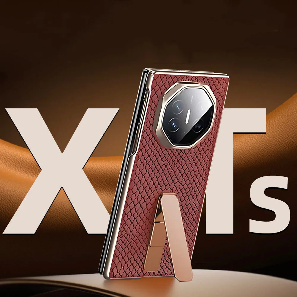 حافظة من جلد البقر الطبيعي بنمط الثعبان لهاتف هواوي ميت XT XTs غطاء خلفي