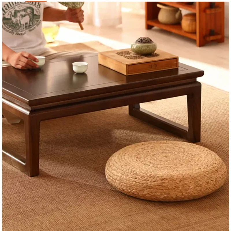 Handmade Rattan Pouf Stool Round  Seat Floor Cushion for Yoga Meditation Living Room Bay Window Tatami