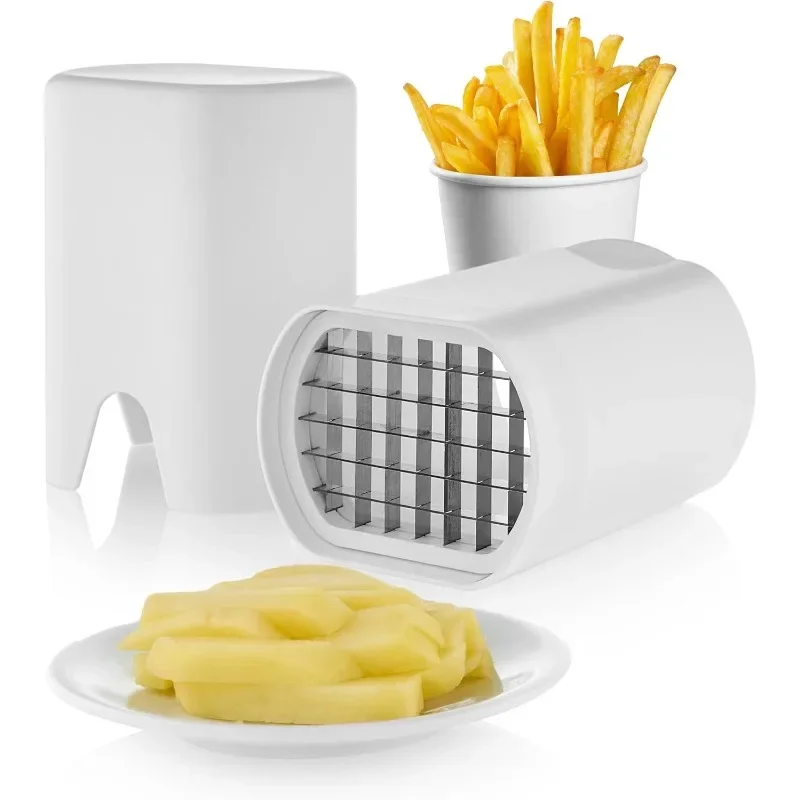 Weißer Kartoffelschneider, Pommes-Frites-Maker, Pommes-Maker, Gemüseschneider aus Edelstahl, multifunktionaler Gemüseschneider
