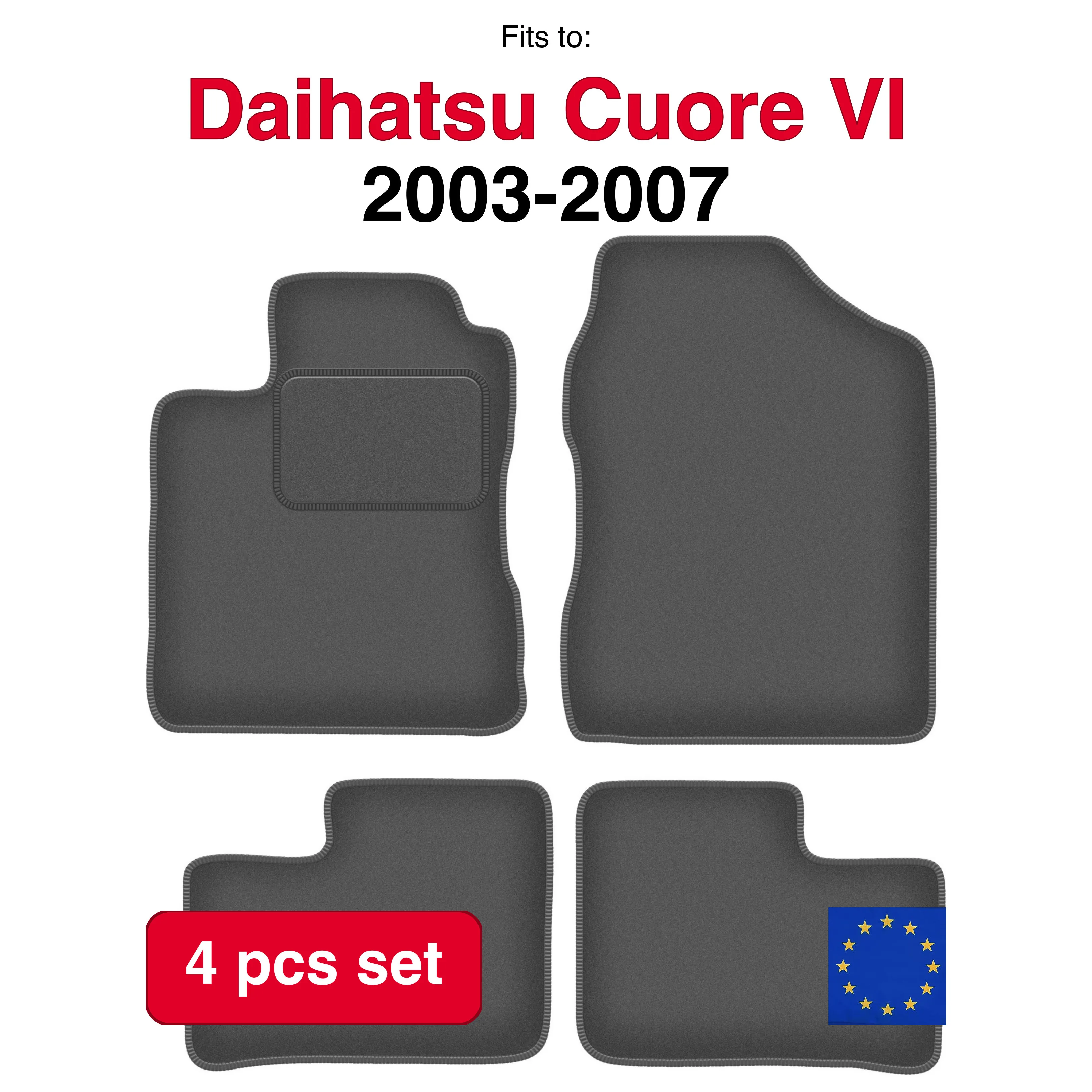 Auto velour matten voor Daihatsu Cuore VI hatchback (2003-2007) -grafiet (4 stuks) auto-geïnstalleerde automattenset