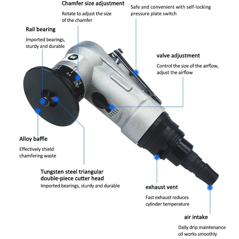 

Upgrade 0.1-0.9mm Chamfering Machine Pneumatic Hand-held Metal Trimming And Grinding Small Inner Hole R Angle 45° Mini Arc Chamf
