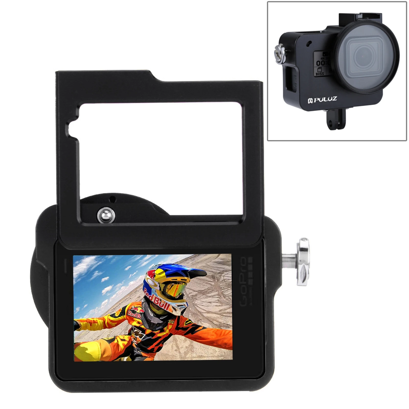 PULUZ Housing Shell CNC Aluminum Alloy Protective Cage with Insurance Frame & 52mm UV Lens for GoPro HERO(2018) / 7 Black / 6 /5