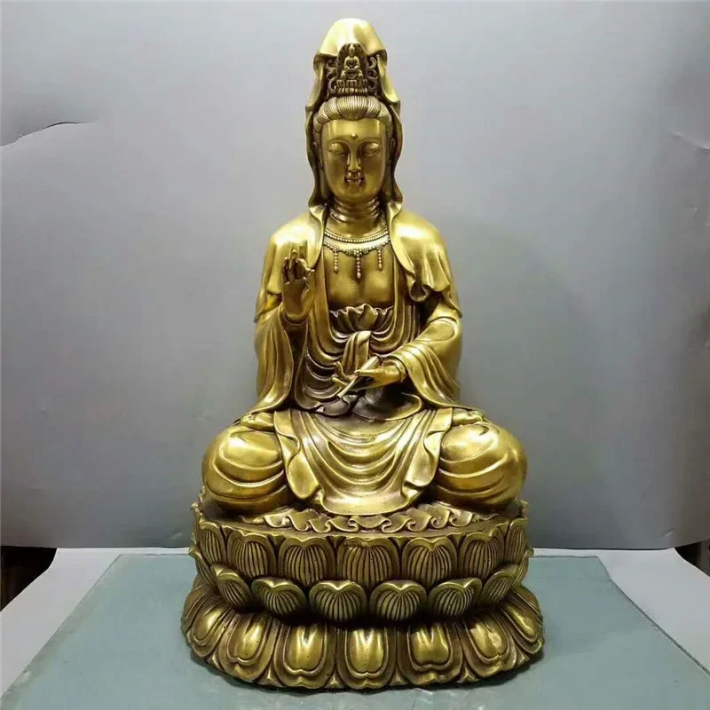 Copper sitting lotus South without Guanyin Bodhisattva copper Guanyin handicrafts