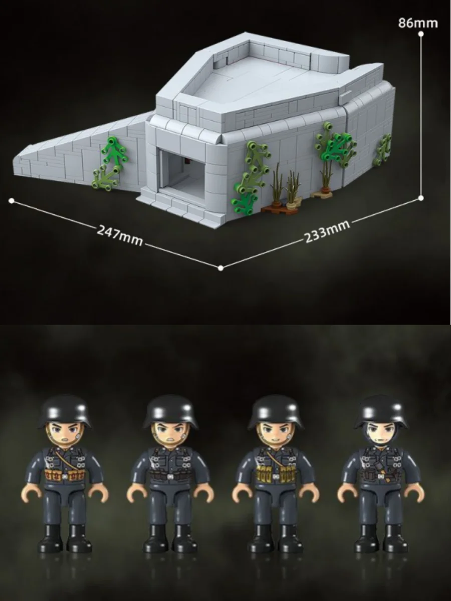 Full Crown Building 100317 WWII Atlantic Fortification Militaire basis Quad Luchtafweergeschut Assemblage Speelgoed - afbeelding 2
