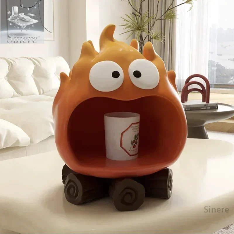 

New Calcifer Fire Desktop Decoration Creative Home Living Room Porch Key Storage Tray Cartoon Snack Organizer Table Ornaments
