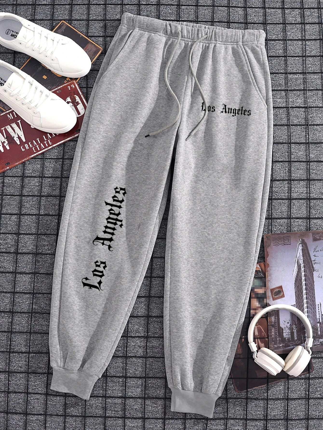 

Los Angeles City Prints Men Women Joggers Drawstring Gym Tracksuit Fleece Sport Sweat Pants Fitting Running Sweatpant Couple