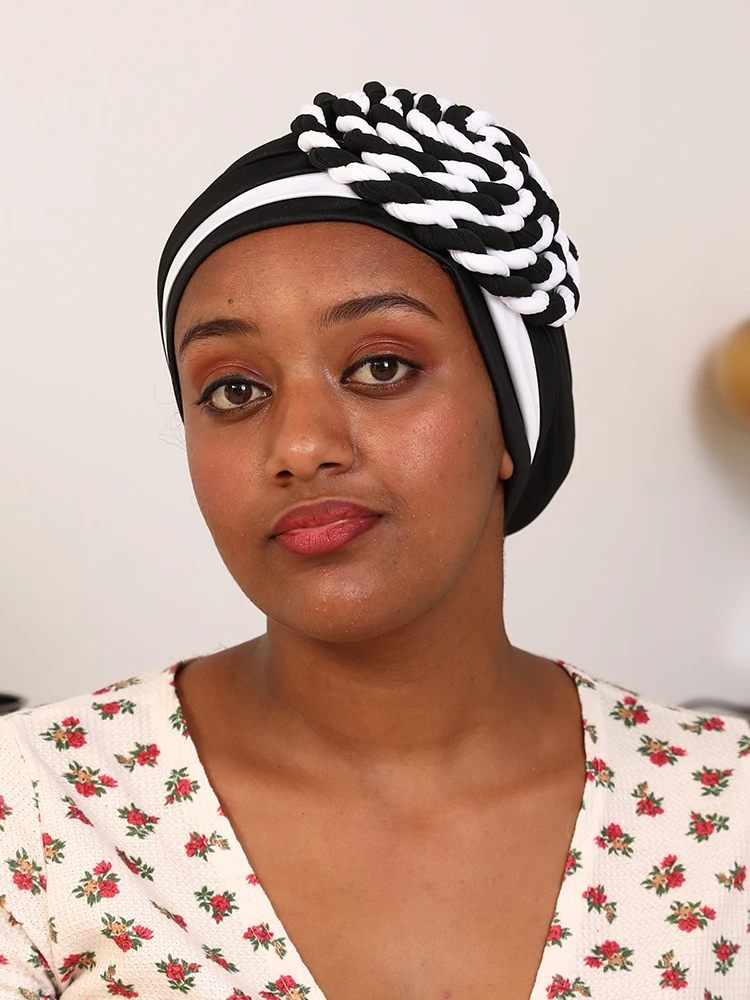 Cachecol Africano na moda para Mulheres, Gorro Turbante Índia, Lenço de Cabeça Árabe Envoltório, Headtie Muçulmano, Pronto para Vestir, Tampão Hijabs Interior