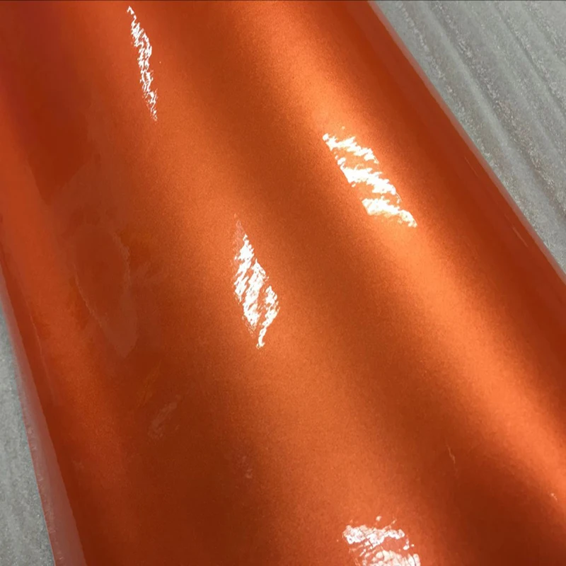 Glossy Metallic Orange Vinyl For Car Wrap FILM with air channel Pearl Shinny Sticker Vehicel Wraps 10/20/30/40/50/60x152CM/Lot