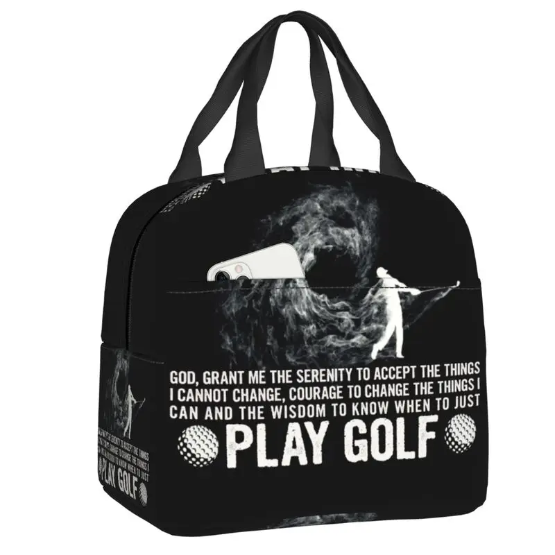 Custom Funny Golf Quote Lunch Bag Women Cooler Warm Insulated Lunch Container Box for Kids School Work Food Picnic Tote Bags