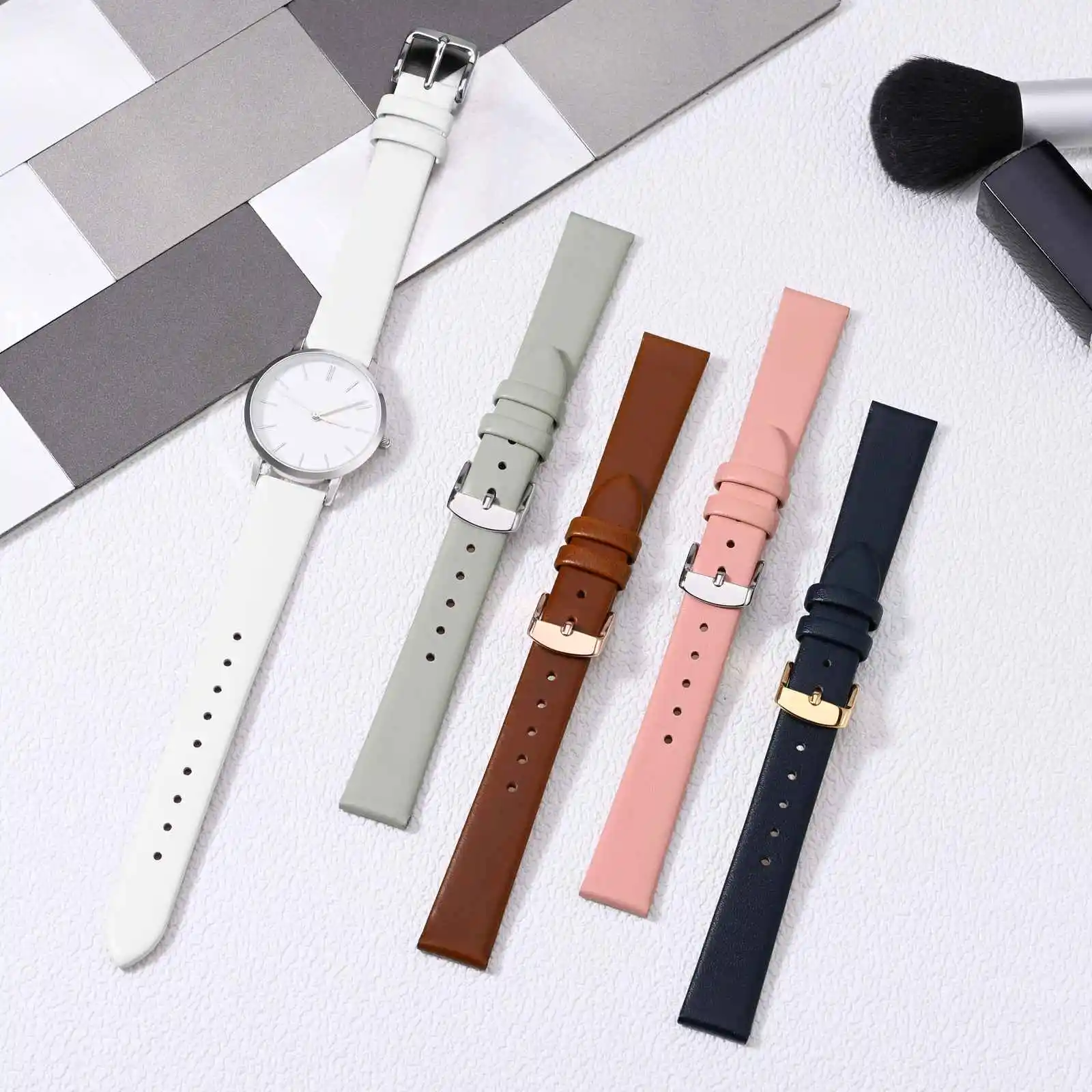 WOCCI Elegant Watch Band Genuine Leather 8mm 10mm 12mm 14mm 16mm 18mm 20mm 22mm Replacement Straps for Women Ladies Bracelet