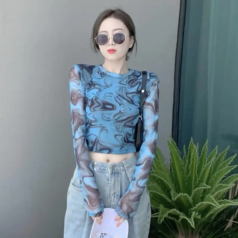 DAYIFUN-O Neck T-Shirts for Women Long Sleeve Tight High Waist Sun Protection Tops Tees Female Summer New Tshirts 2024