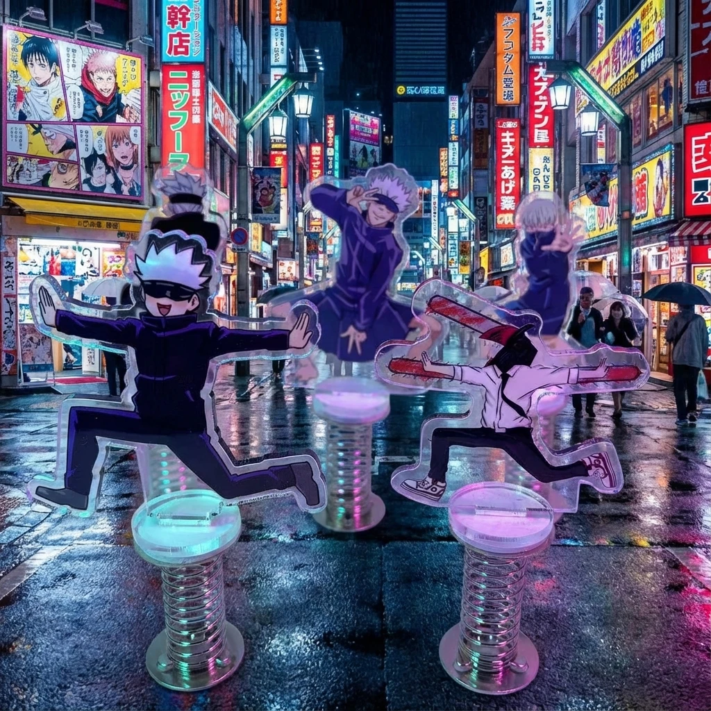 

Anime Cartoon Jujutsu Kaisen Chainsaw Man Gojo Satoru Denji Acrylic Standee Fun Spring Wobble Wobble Toy Character Figure