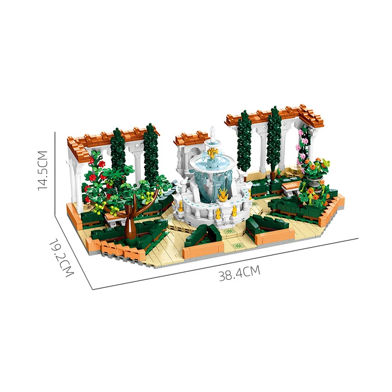 متوفر 57032 MOC شارع عرض نافورة مربع اللبنات الطوب تجميع نموذج البناء الاطفال اللعب هدية الكريسماس مجموعة