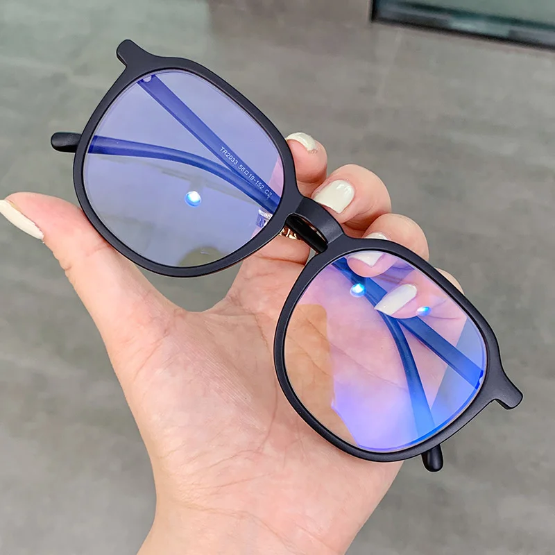 Large Size Women Anti Radiation Blue Light Bluelight Blocking Plano Black Eyeglasses Eye Protect Gaming Computer Glasses Point