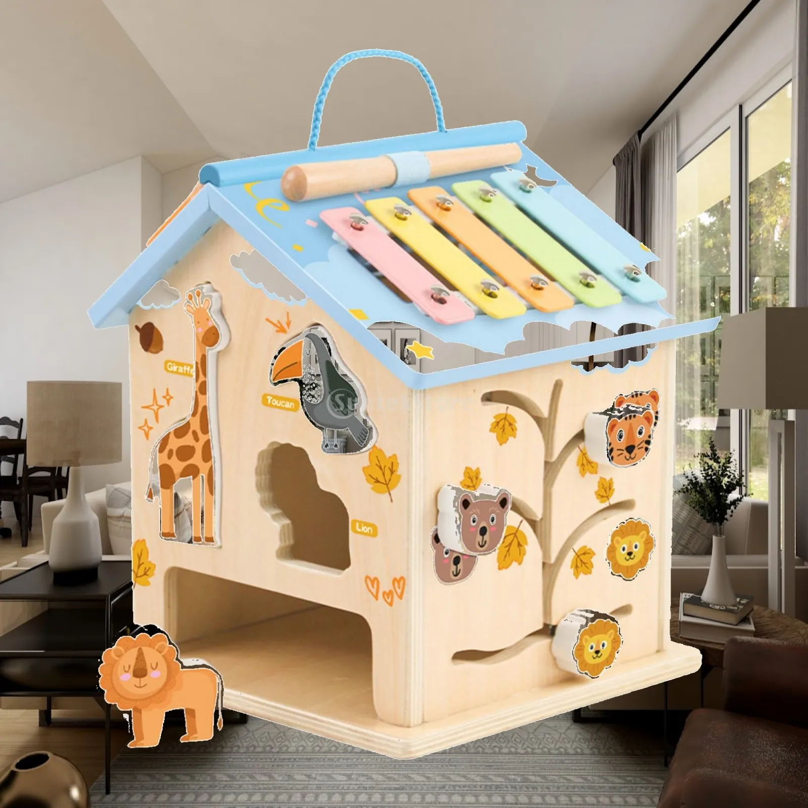 Wooden Educational Toys Kids Activity Kit Musical Xylophone Shape Sorter Children Educational Game for Fine Motor Skills