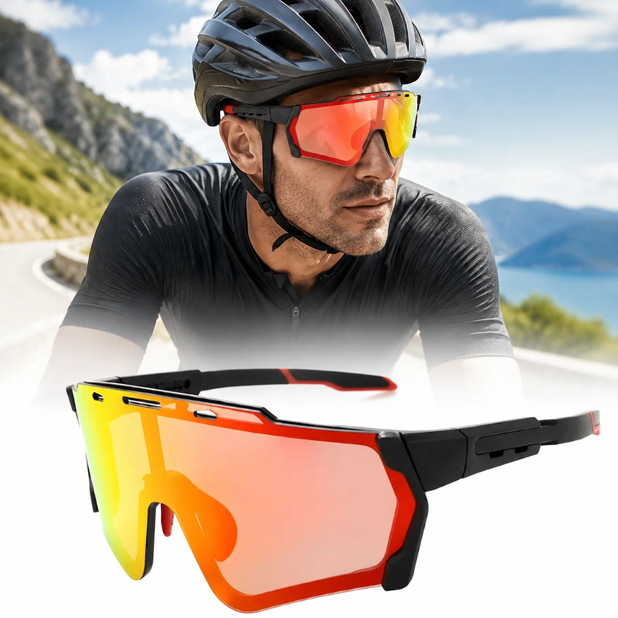 

Magnetic Photochromic Cycling Glasses Interchangeable Lenses Unisex Outdoor Sports Day Night Use