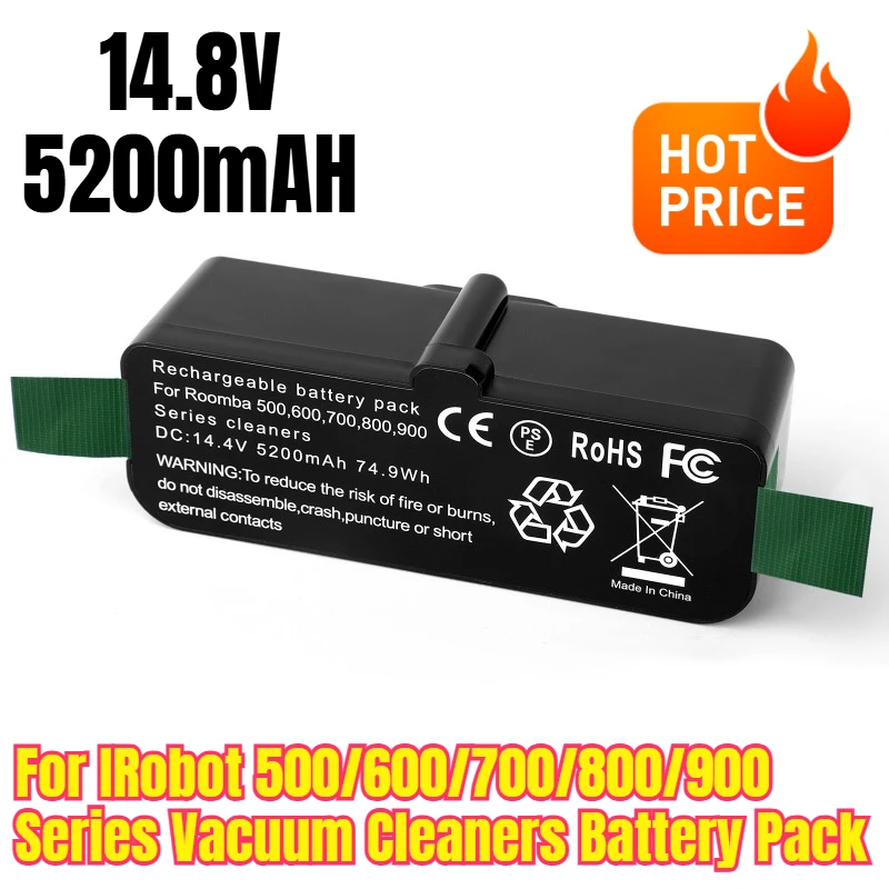 

14.8V 5200mAH Battery Pack for IRobot 500/600/700/800/900 Series Vacuum Cleaners