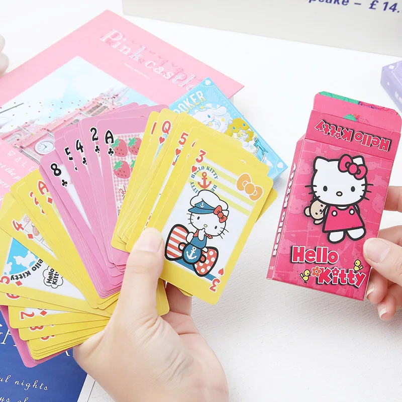 Sanrio Playing Card Kawaii Anime Cartoon Kuromi Hello Kitty Melody Cinnamoroll Print Playing Entertainmen Card Toy Kids Gifts