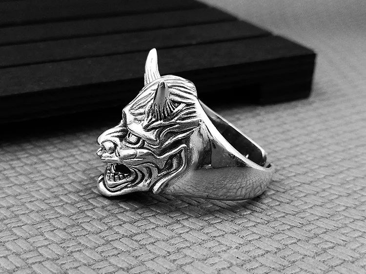 925 sterling silver ornament men's prajna opening ring couple ring female Thailand silver retro personality ring bracelet