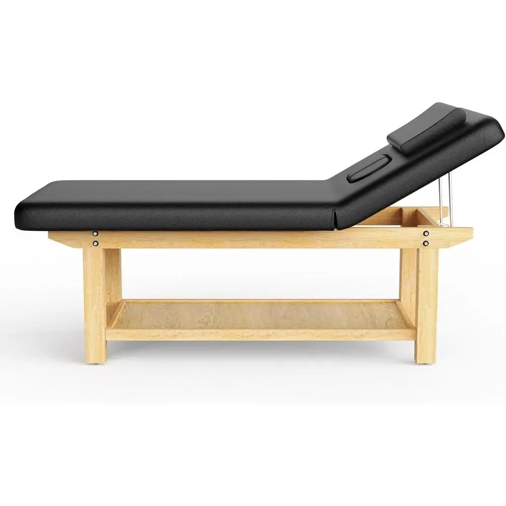 

Клинический массажный стол с широкой (31,5 дюйма) черной обивкой из искусственной кожи, на 4 ножках, цельная конструкция