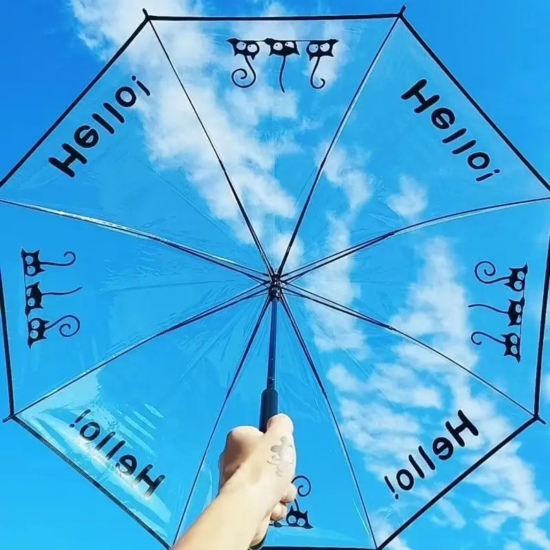 Transparent Umbrella Girl, Fresh Street Photography, Mori Constellation High-value Long-handled Straight Umbrella