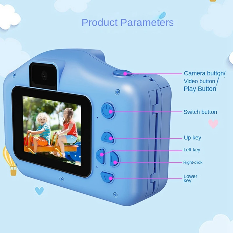 Fotocamera per stampa istantanea per bambini con fotocamera digitale selfie 1080P, regalo di compleanno per ragazzi e ragazze