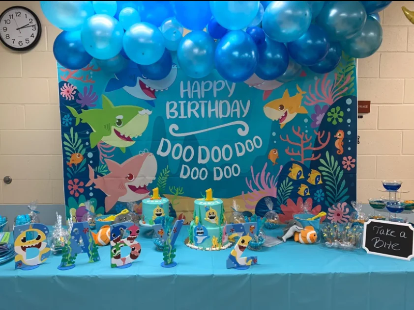 خلفية مخصصة لسمك القرش في قاع البحر ، تصوير لحديثي الولادة ، ديكور عالمي تحت الماء ، خلفية لاستوديو الصور ، حفلة عيد ميلاد الطفل