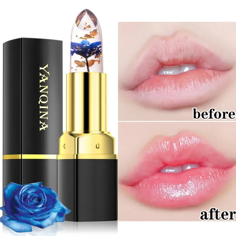 Waterproof Crystal Jelly Flower Temperature Color Changing Lip Balm Lipstick Gloss Transparent Moisturize Lips Makeup Cosmetics