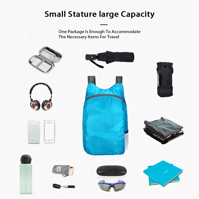 Zaino pieghevole leggero da esterno Zaino portatile casual di grande capacità resistente ai graffi e all'usura